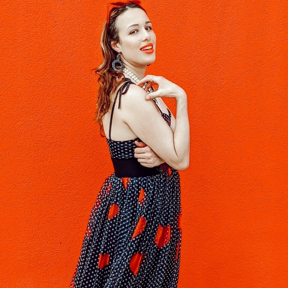 NWT Heart Polka Dot Party Midi Dress S:Small-Med - Picture 7 of 14